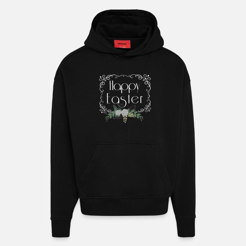 Joyeuses Pâques - Sweat à capuche bio épais oversize fabriqué en UE - SOLID BLACK