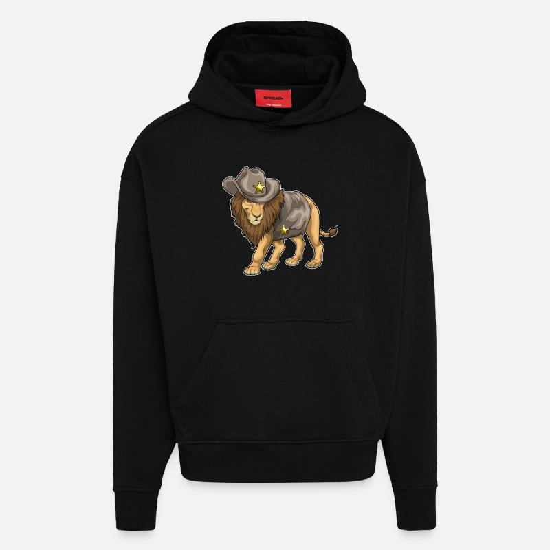 Löwe Sheriff Cowboyhut - Hoodie- made by SPREAD  - SOLID BLACK