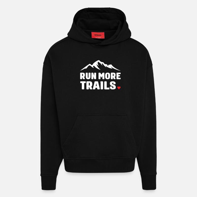 Courez plus de sentiers - Sweat à capuche bio épais oversize fabriqué en UE - SOLID BLACK
