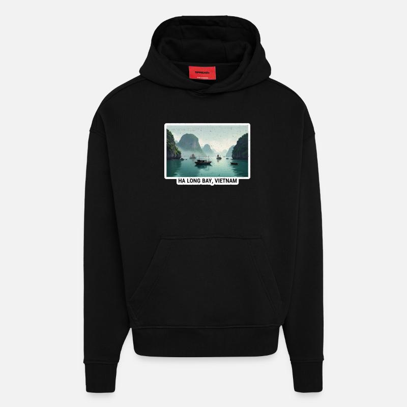 Ha Long Bay Bootenpanorama - Hoodie- made by SPREAD - SOLID BLACK