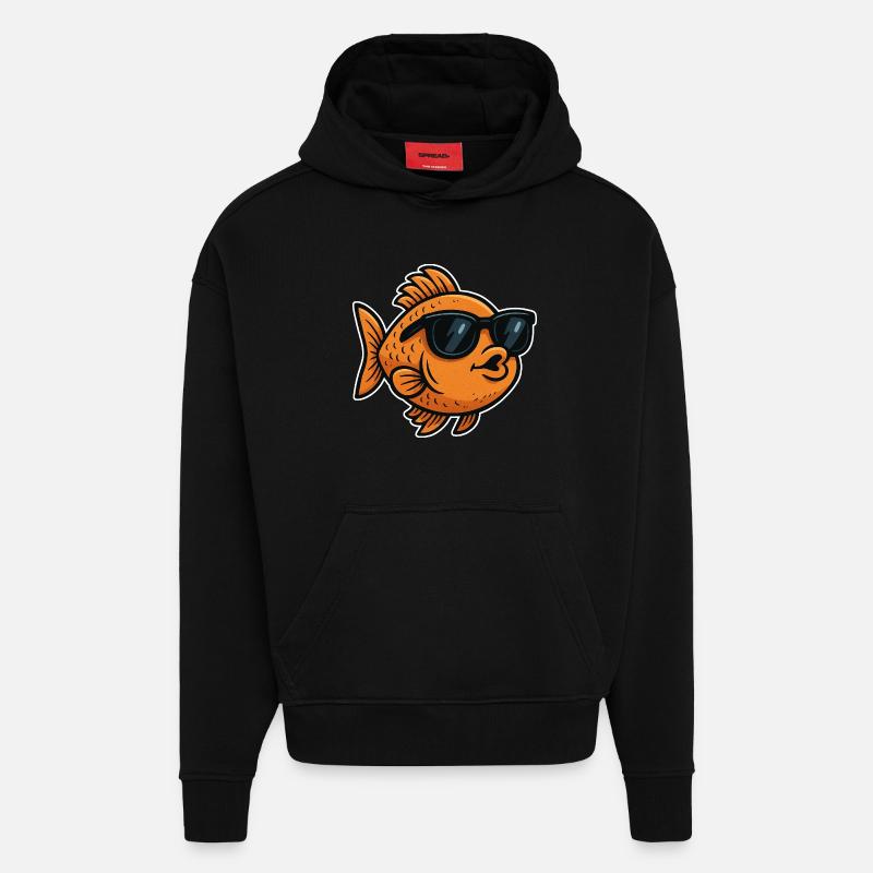 Goldfisch mit Sonnenbrille - Hoodie- made by SPREAD  - SOLID BLACK