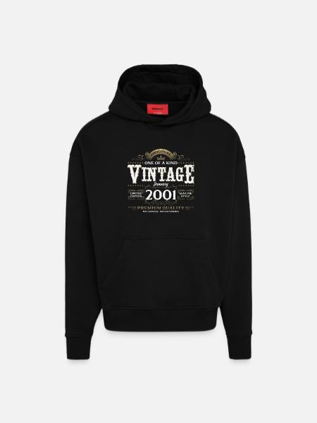 25-års fødselsdag Årgang Januar Årgang 2001 - Heavyweight oversized organic hoodie made in EU - SOLID BLACK