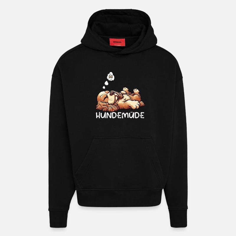 Hundemüde Cocker Spaniel Cockerhund Cockerbesitzer - Hoodie- made by SPREAD  - SOLID BLACK