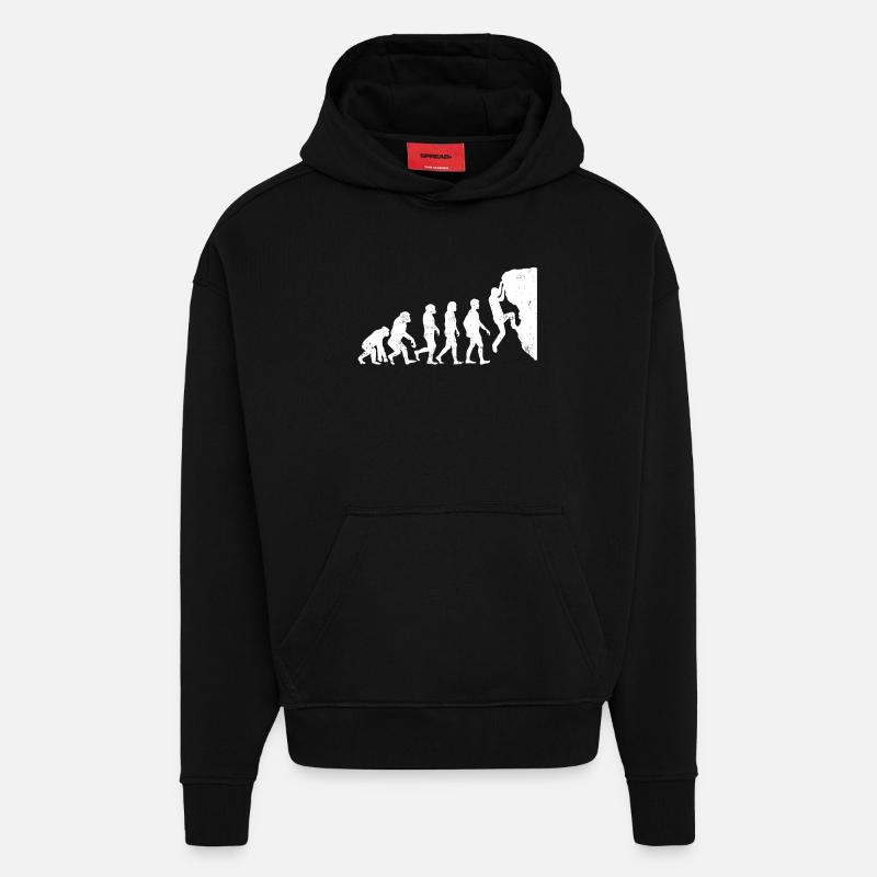 escalade alpinisme bouldering cadeau évolution - Sweat à capuche bio épais oversize fabriqué en UE - SOLID BLACK