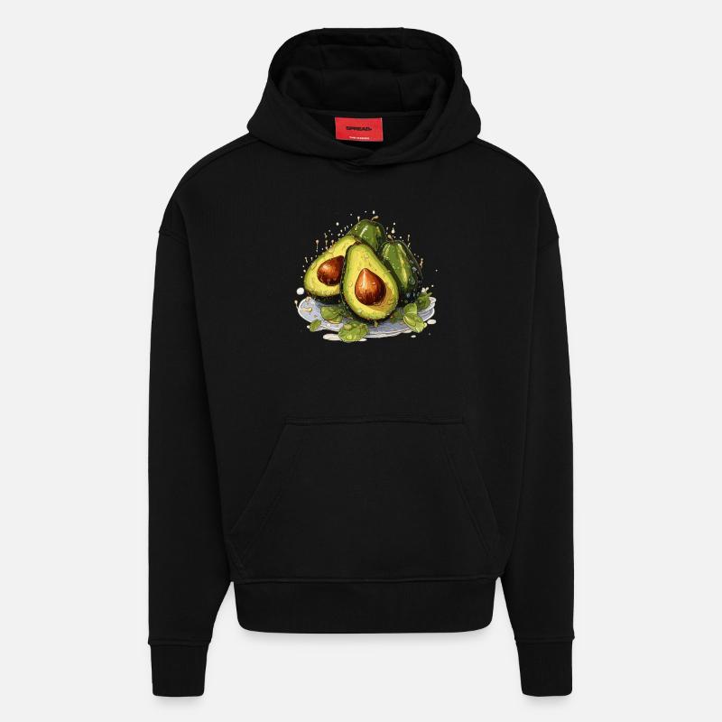 Avocat - Illustration - Sweat à capuche bio épais oversize fabriqué en UE - SOLID BLACK