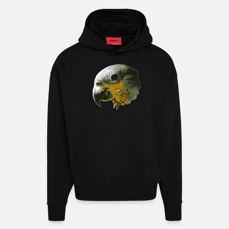 oiseau - Sweat à capuche bio épais oversize fabriqué en UE - SOLID BLACK