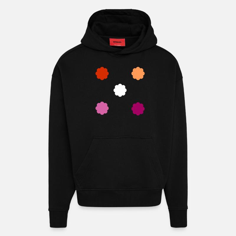 Fierté lesbienne subtile - Sweat à capuche bio épais oversize fabriqué en UE - SOLID BLACK