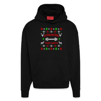 Fitness Weihnachtsgeschenk für starke Männer ugly - Hoodie- made by SPREAD  - SOLID BLACK - Vorne