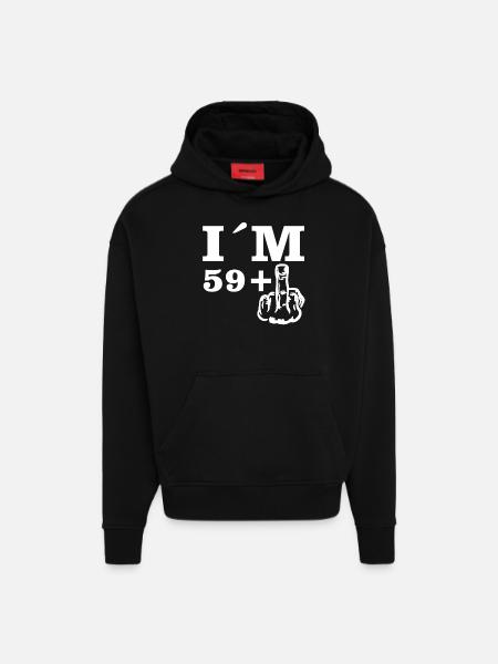 Gave fødselsdag Im 59 plus 1 - Heavyweight oversized organic hoodie made in EU - SOLID BLACK