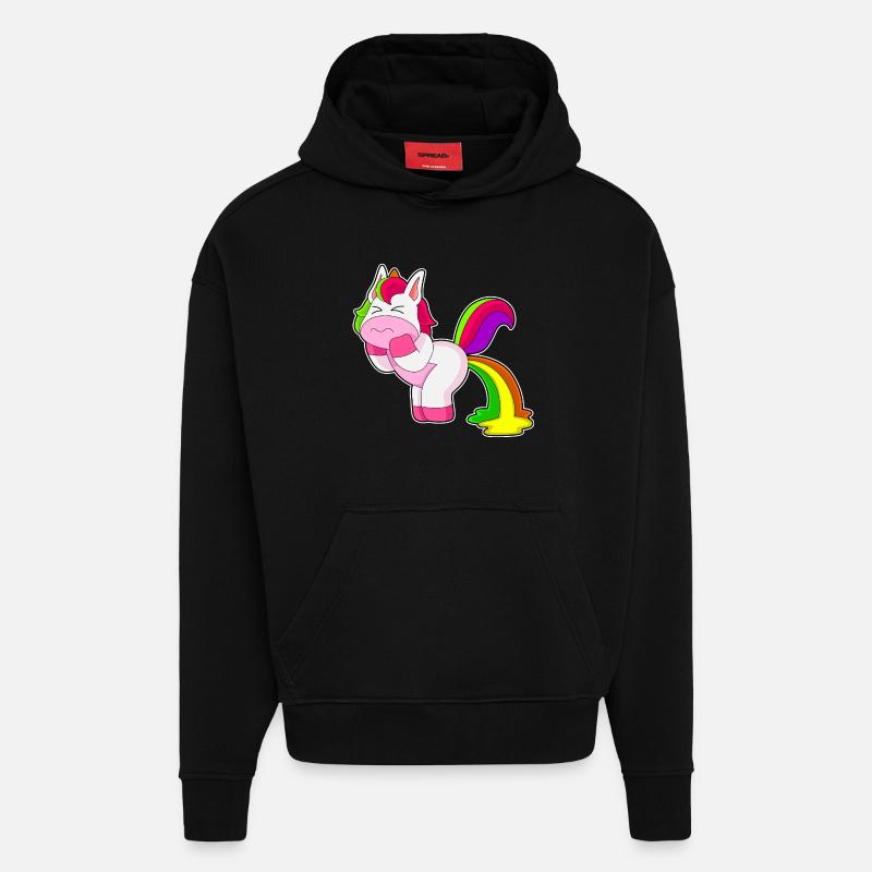 Einhorn Regenbogen - Hoodie- made by SPREAD  - SOLID BLACK