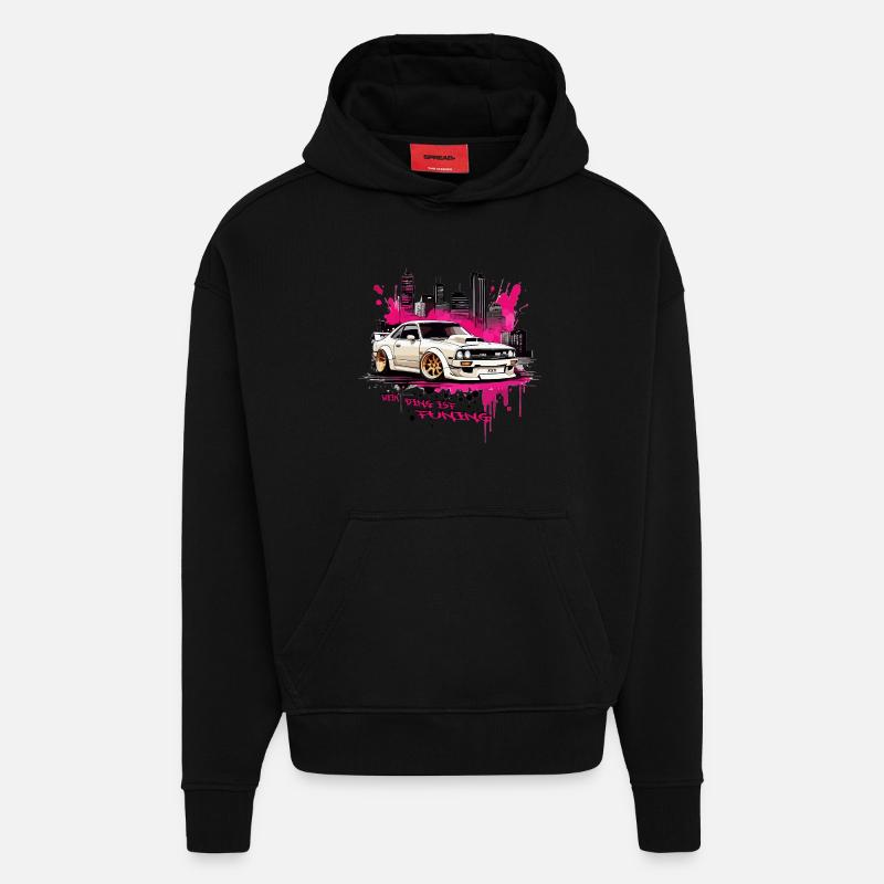 Mon truc, c’est le tuning - Sweat à capuche bio épais oversize fabriqué en UE - SOLID BLACK