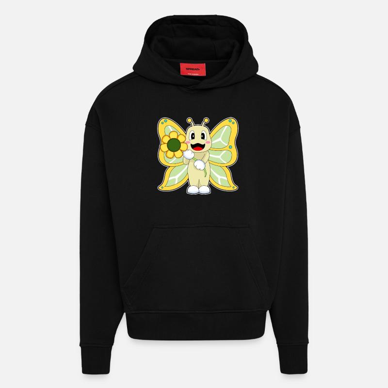 Schmetterling Blume - Hoodie- made by SPREAD  - SOLID BLACK
