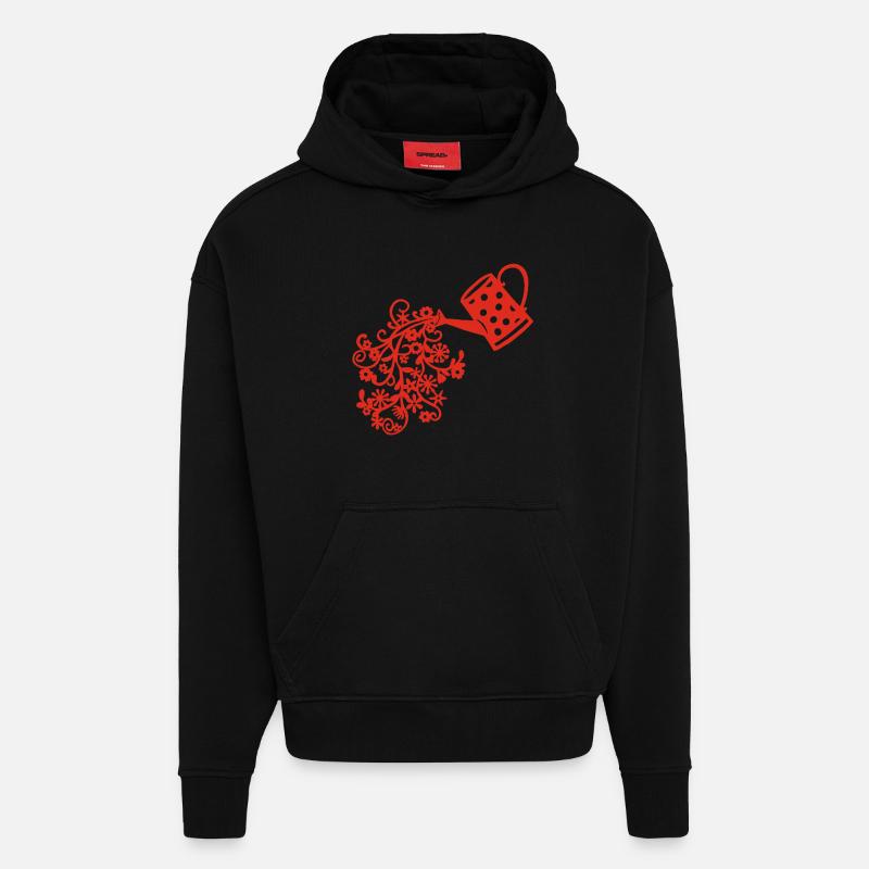 Le retour du printemps (rouge) - Sweat à capuche bio épais oversize fabriqué en UE - SOLID BLACK