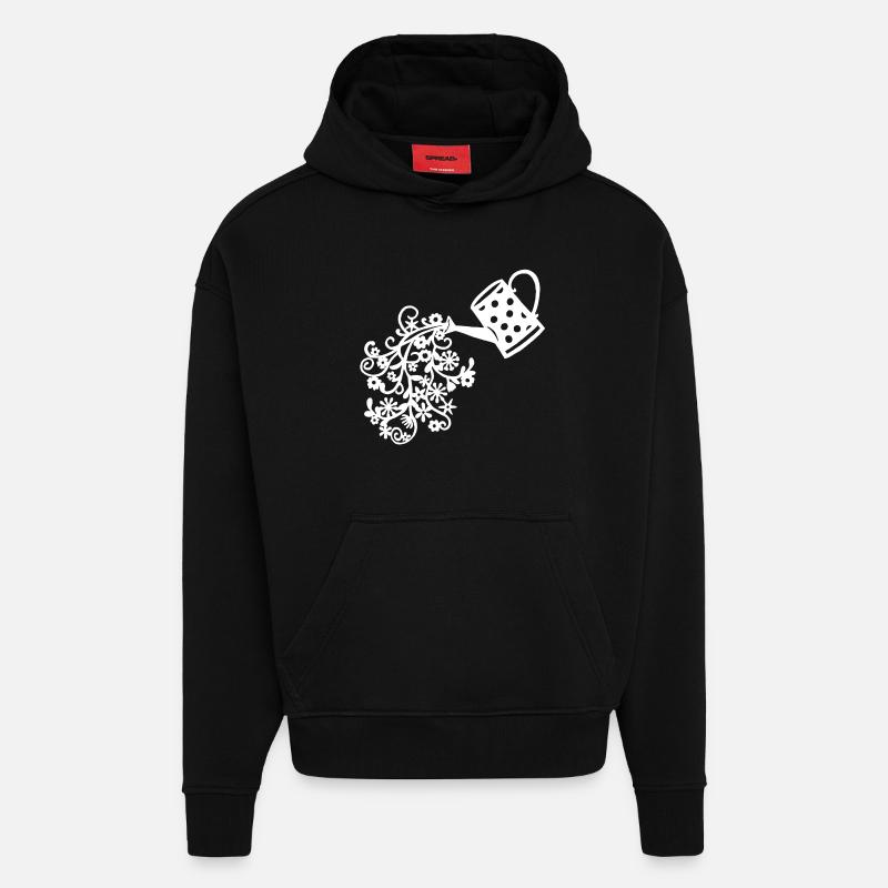 Le retour du printemps (blanc) - Sweat à capuche bio épais oversize fabriqué en UE - SOLID BLACK