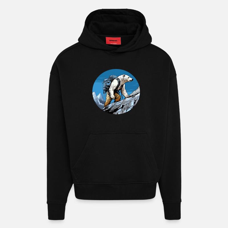 Eisbären Wandern / Bergsteiger Eisbär - Hoodie- made by SPREAD  - SOLID BLACK