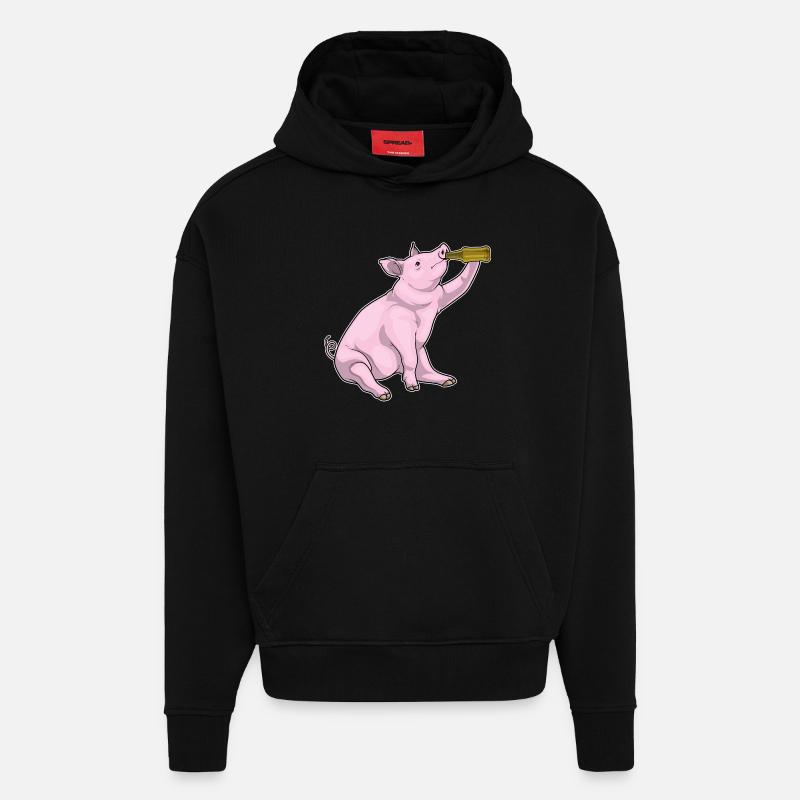 Schwein Flasche Bier - Hoodie- made by SPREAD - SOLID BLACK