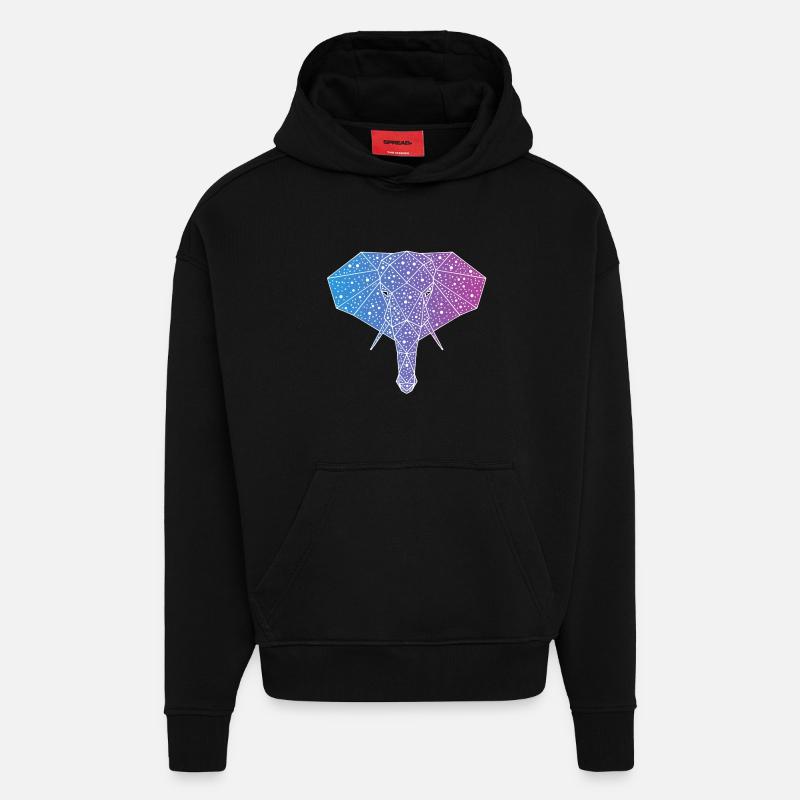 Galactic Elephant - Hoodie- made by SPREAD  - SOLID BLACK