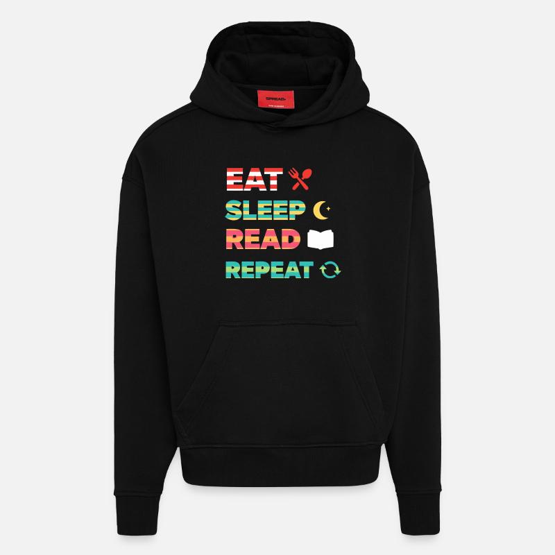 Eat Sleep Read Repeat Bücherwurm - Hoodie- made by SPREAD  - SOLID BLACK
