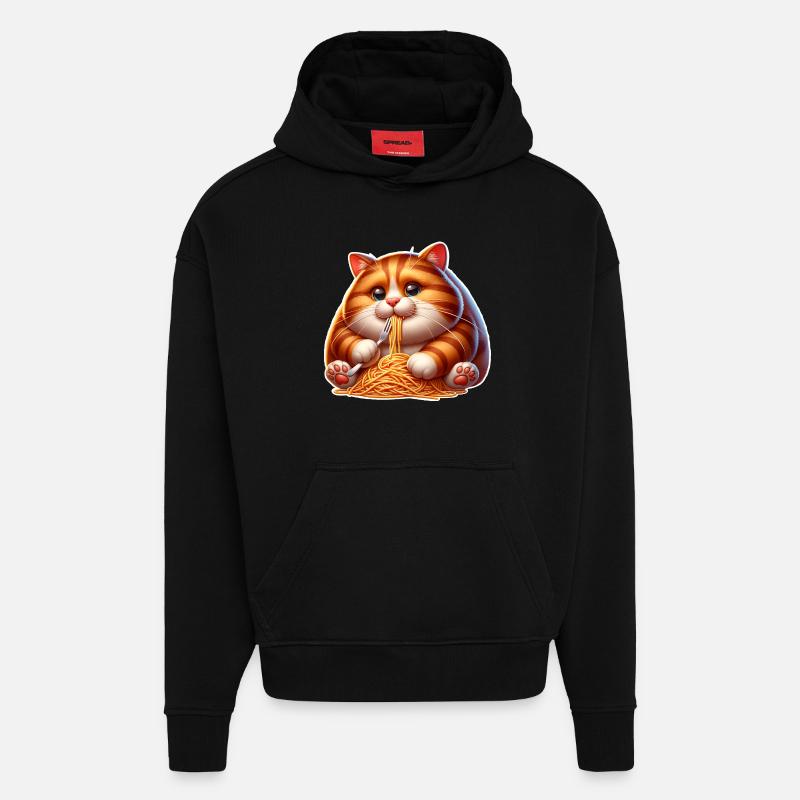 Pâtes pour chat - Sweat à capuche bio épais oversize fabriqué en UE - SOLID BLACK