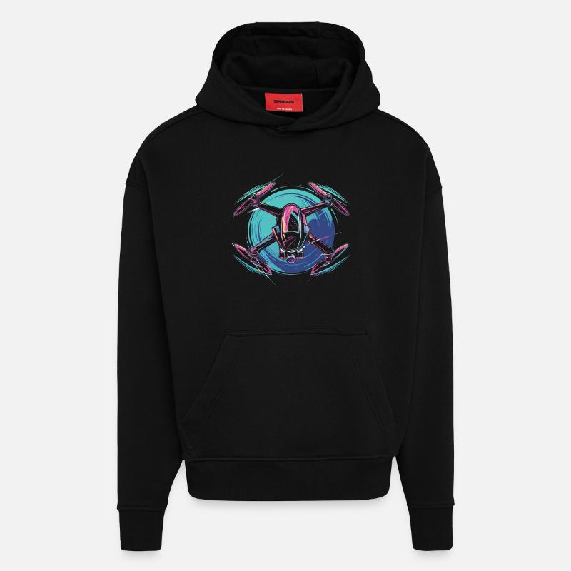Neon Drohne - Hoodie- made by SPREAD - SOLID BLACK