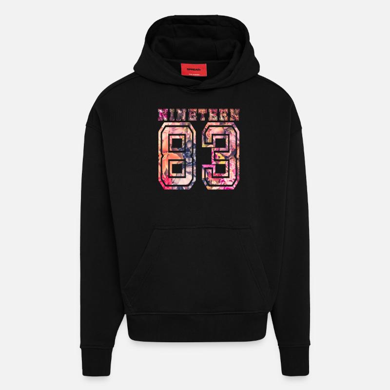 1983 B NINETEEN - Sweat à capuche bio épais oversize fabriqué en UE - SOLID BLACK