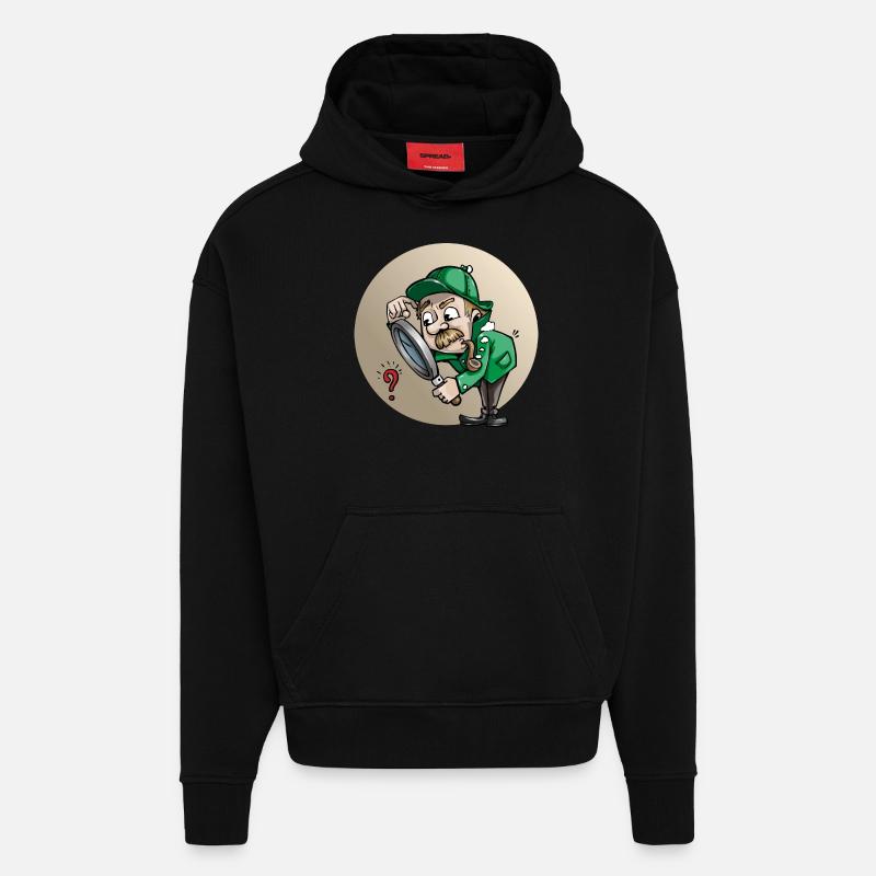 detective detective private investigationgator1 - Sweat à capuche bio épais oversize fabriqué en UE - SOLID BLACK