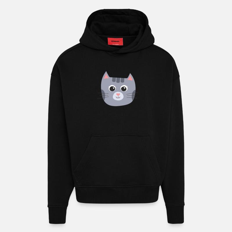 chaton - Sweat à capuche bio épais oversize fabriqué en UE - SOLID BLACK