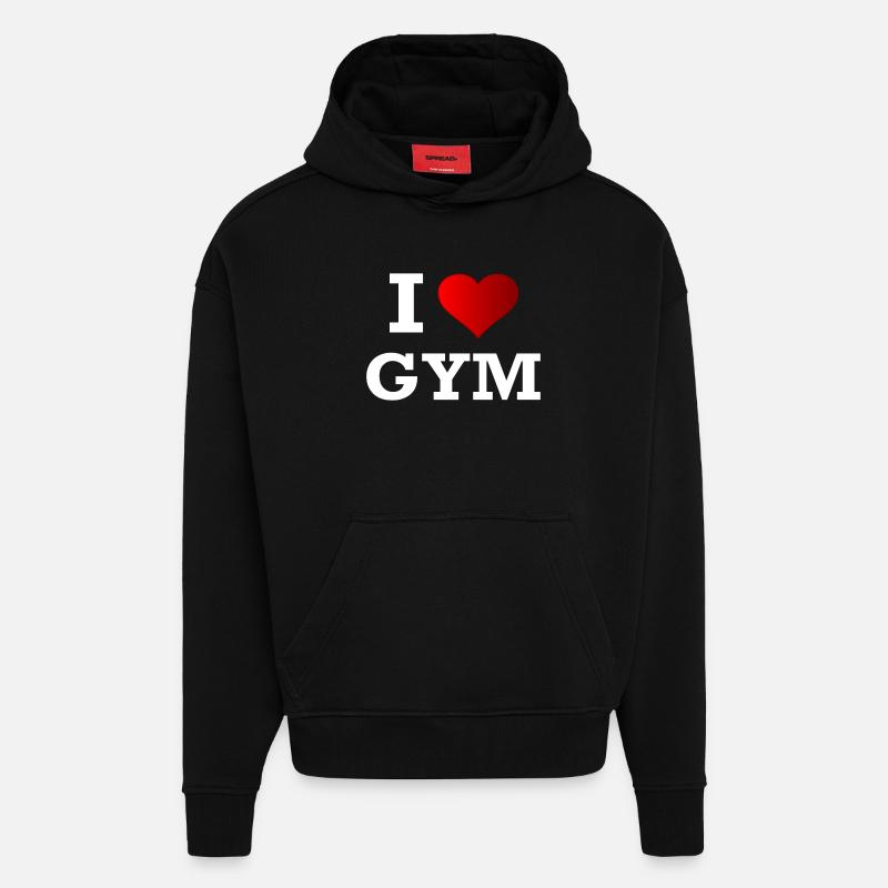 J'AIME GYM - Sweat à capuche bio épais oversize fabriqué en UE - SOLID BLACK