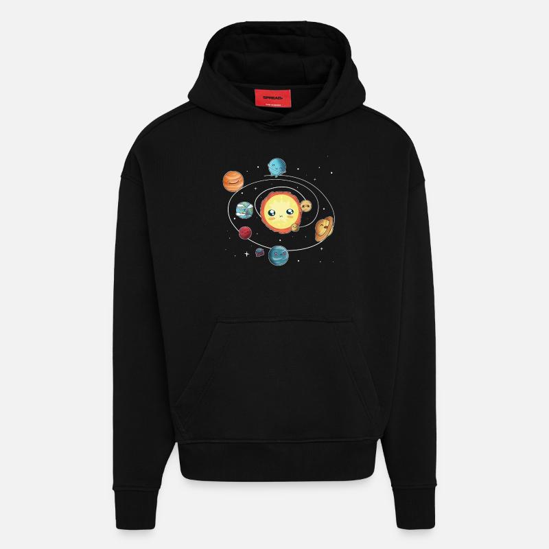 le système solaire - Sweat à capuche bio épais oversize fabriqué en UE - SOLID BLACK