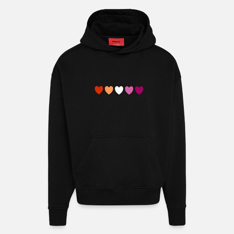 Subtile lesbische Pride-Herzen - Hoodie- made by SPREAD  - SOLID BLACK