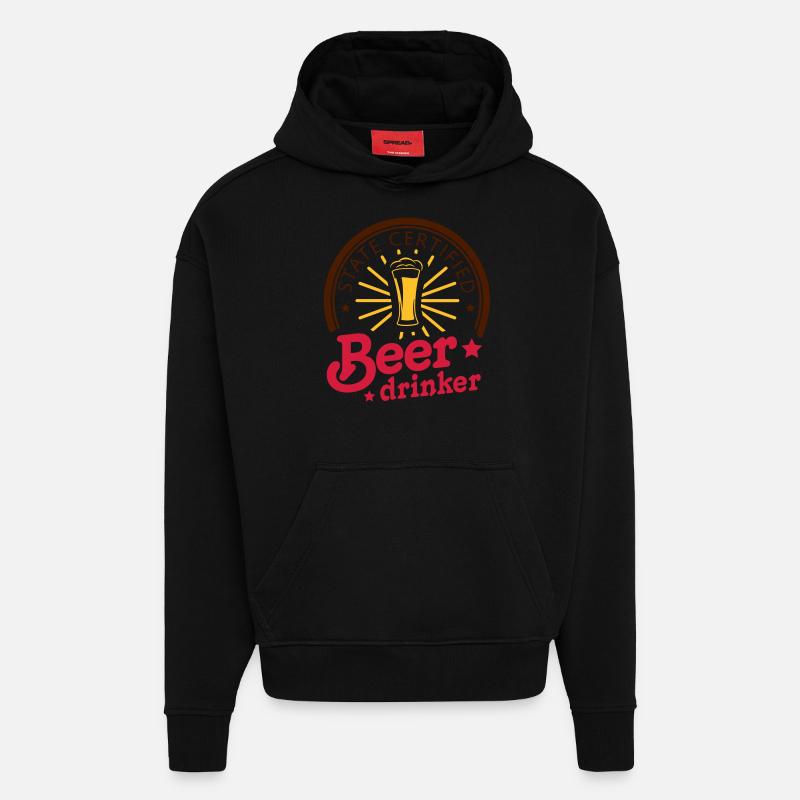 state certified beerdrinker - Hoodie- made by SPREAD  - SOLID BLACK