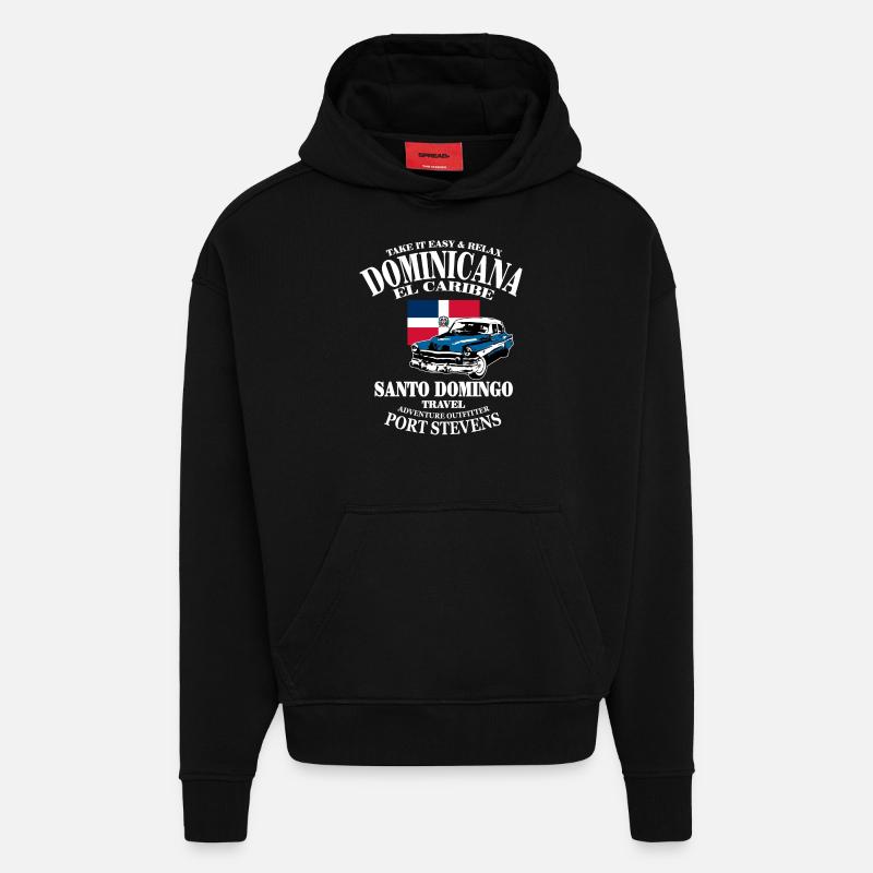Dominican Republic - Sweat à capuche bio épais oversize fabriqué en UE - SOLID BLACK