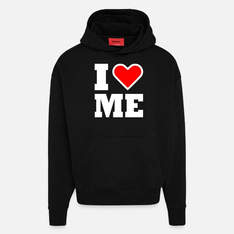 I love me - Sweat à capuche bio épais oversize fabriqué en UE - SOLID BLACK