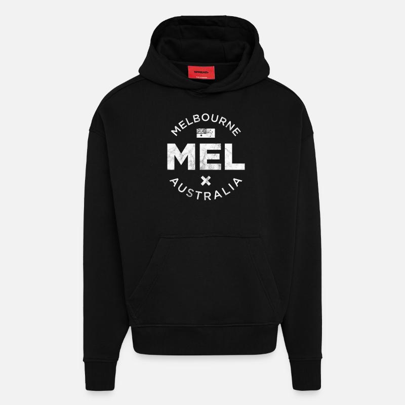 MEL, Melbourne Australie - Sweat à capuche bio épais oversize fabriqué en UE - SOLID BLACK