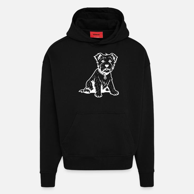 West Highland White Terrier - Sweat à capuche bio épais oversize fabriqué en UE - SOLID BLACK