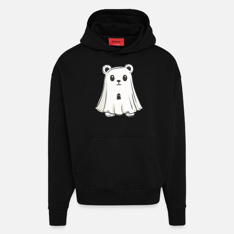 Bear Halloween Funny Ghost - Hoodie- made by SPREAD  - SOLID BLACK