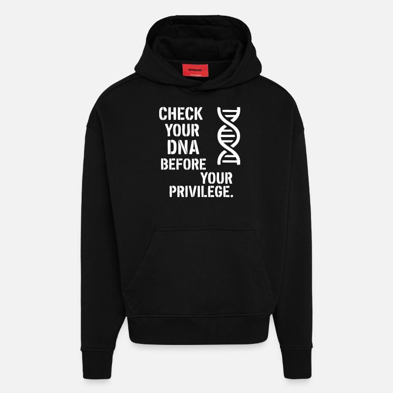 Vérifiez votre ADN - Sweat à capuche bio épais oversize fabriqué en UE - SOLID BLACK
