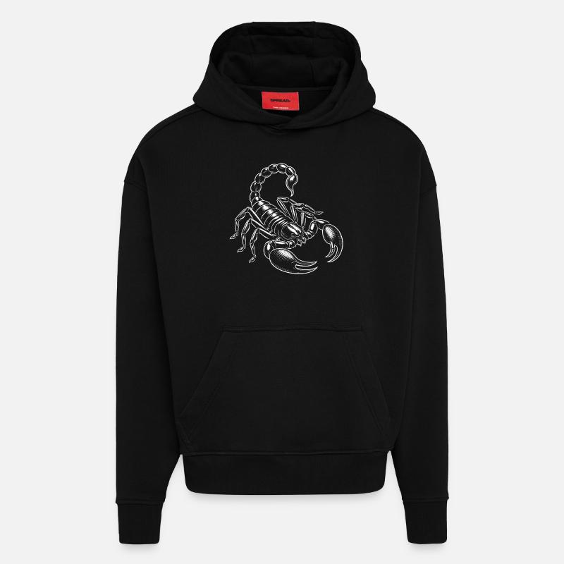 Scorpion - Sweat à capuche bio épais oversize fabriqué en UE - SOLID BLACK
