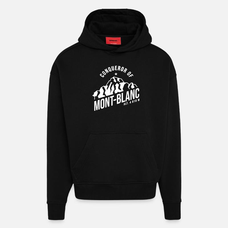 conquérant du Mont Blanc - Sweat à capuche bio épais oversize fabriqué en UE - SOLID BLACK
