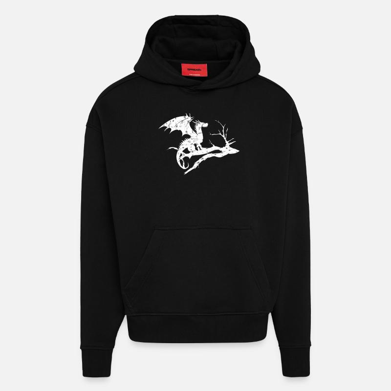 drache design silhouette toter baum - Hoodie- made by SPREAD  - SOLID BLACK