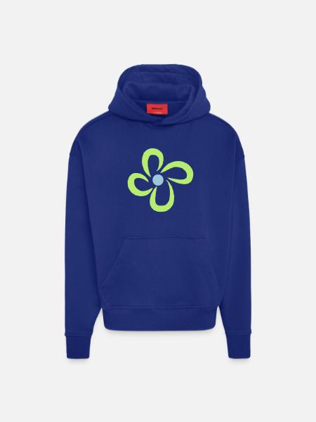 fleur - Sweat à capuche bio épais oversize fabriqué en UE - SOLID BLACK