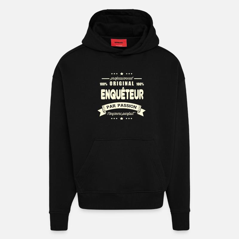 Enquêteur Original - Sweat à capuche bio épais oversize fabriqué en UE - SOLID BLACK