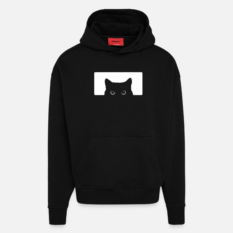 regard de chat cat look - Sweat à capuche bio épais oversize fabriqué en UE - SOLID BLACK