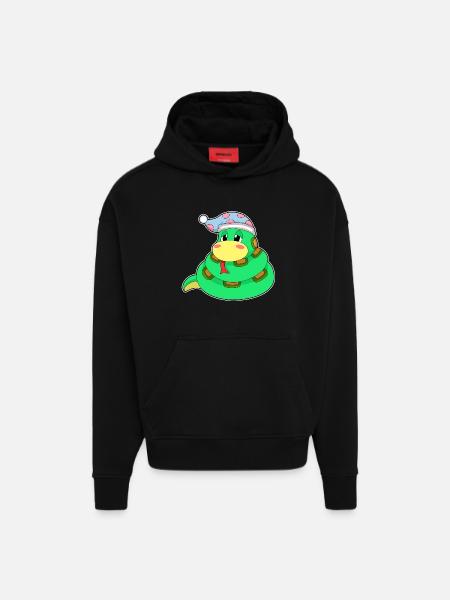 Snake Sleeping Nightcap - Hoodie- made by SPREAD  - SOLID BLACK