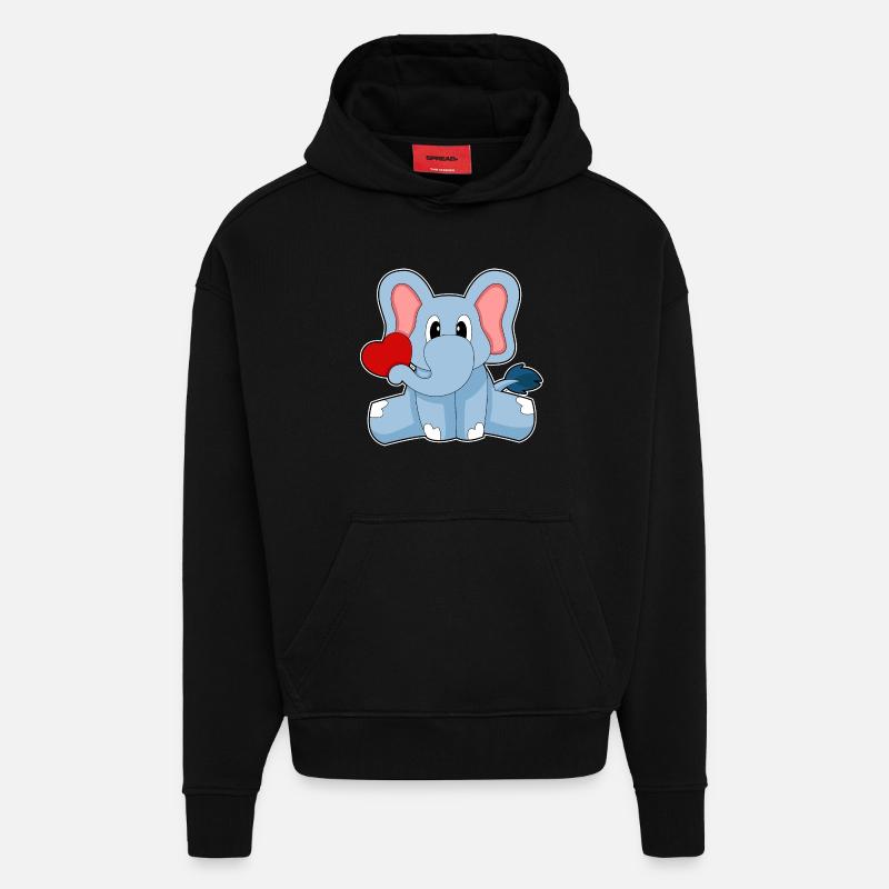 Elefant Herz - Hoodie- made by SPREAD - SOLID BLACK