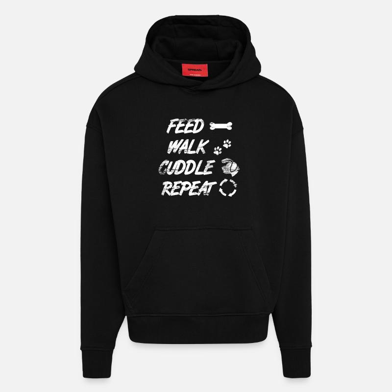 Feed Walk Cuddle Repeat - Sweat à capuche bio épais oversize fabriqué en UE - SOLID BLACK
