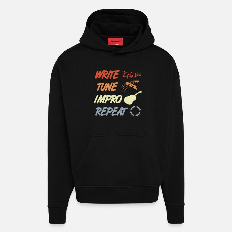 Lustige Gitarristen Routine - Hoodie- made by SPREAD  - SOLID BLACK