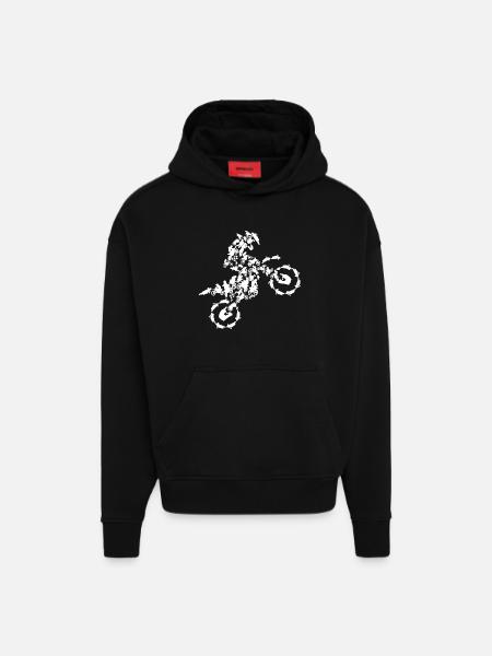 Motocross Silhouette - Hoodie- made by SPREAD  - SOLID BLACK