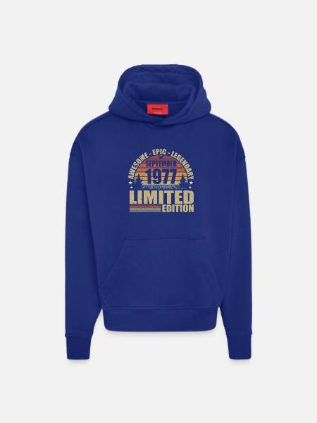 1977 September 1977 Birthday September 1977 - Hoodie- made by SPREAD - SOLID BLACK