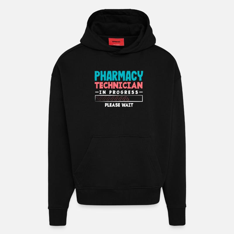 Pharmacien Technicien Pharmaceutique - Sweat à capuche bio épais oversize fabriqué en UE - SOLID BLACK